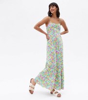 New Look Blue Floral Strappy Tiered Maxi Dress